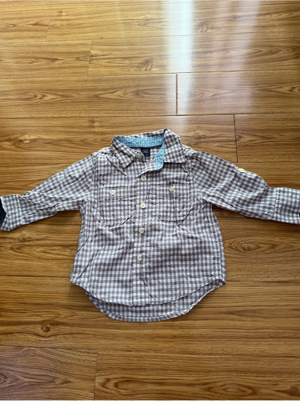 Preloved Boys Toddler Plaid Button-Up Shirt - Brown Gingham